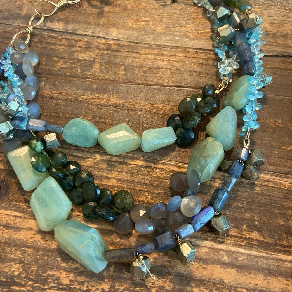 San Miquel Custom Designed green Quartz, Jade & Apatite Necklace